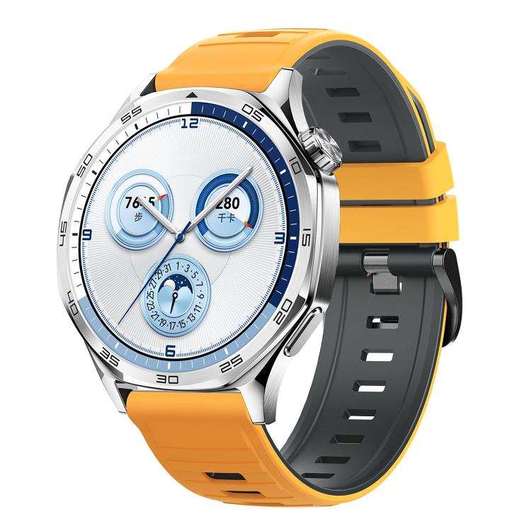 Black Pin Buckle Striped Two Color Silicone Watch Band, 22mm