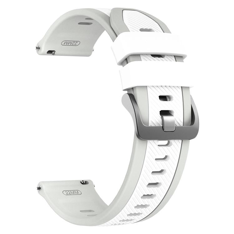 Vertical Twill Two Color Silicone Watch Band, 22mm