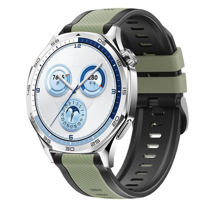 Vertical Twill Two Color Silicone Watch Band, 22mm