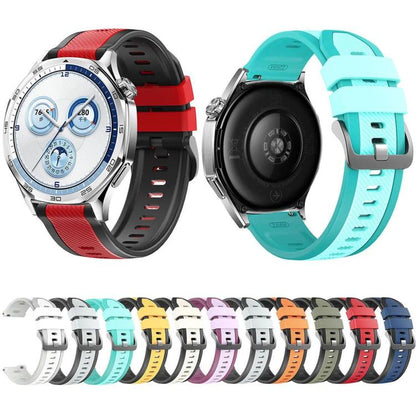 Vertical Twill Two Color Silicone Watch Band, 22mm