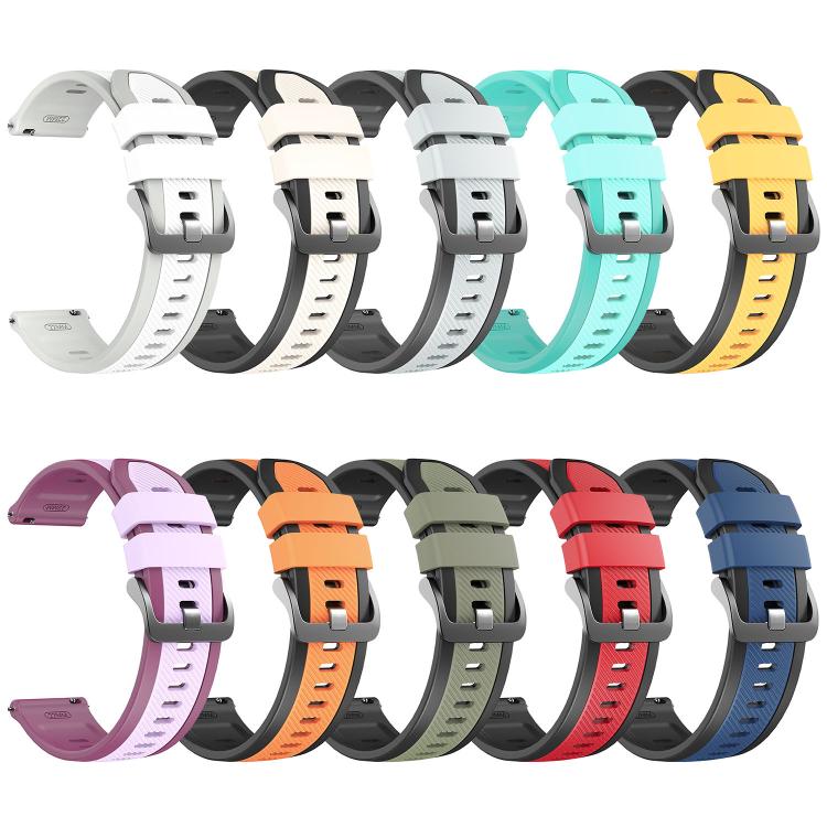 Vertical Twill Two Color Silicone Watch Band, 22mm
