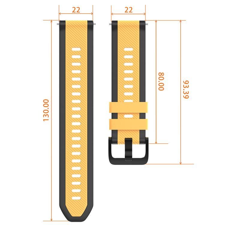 Vertical Twill Two Color Silicone Watch Band, 22mm