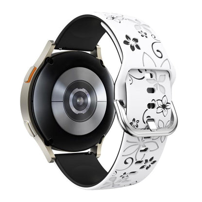 Dual Color Engraved Silicone Watch Band, 18mm, 20mm, 22mm