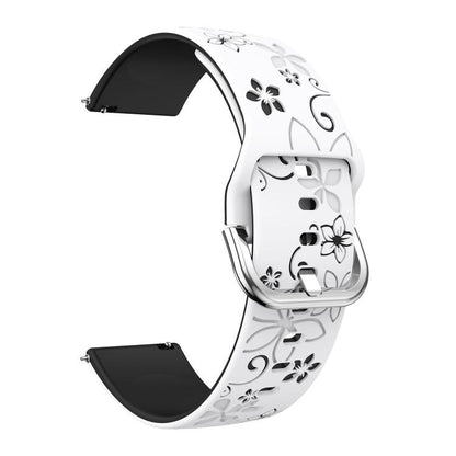 Dual Color Engraved Silicone Watch Band, 18mm, 20mm, 22mm