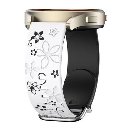 Dual Color Engraved Silicone Watch Band, 18mm, 20mm, 22mm