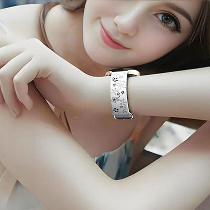 Dual Color Engraved Silicone Watch Band, 18mm, 20mm, 22mm