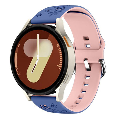Dual Color Engraved Silicone Watch Band, 18mm, 20mm, 22mm