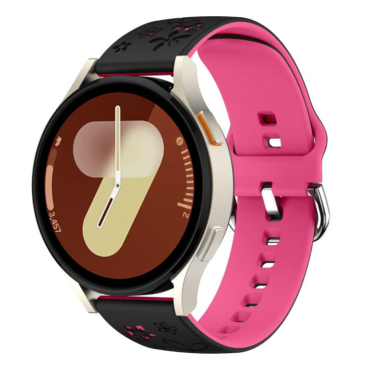 Dual Color Engraved Silicone Watch Band, 18mm, 20mm, 22mm