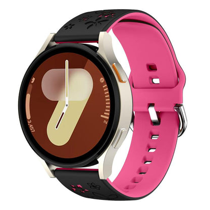Dual Color Engraved Silicone Watch Band, 18mm, 20mm, 22mm