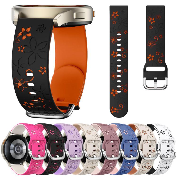 Dual Color Engraved Silicone Watch Band, 18mm, 20mm, 22mm