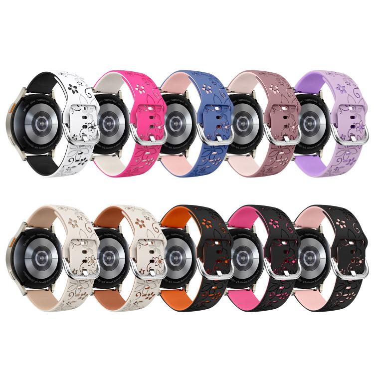 Dual Color Engraved Silicone Watch Band, 18mm, 20mm, 22mm