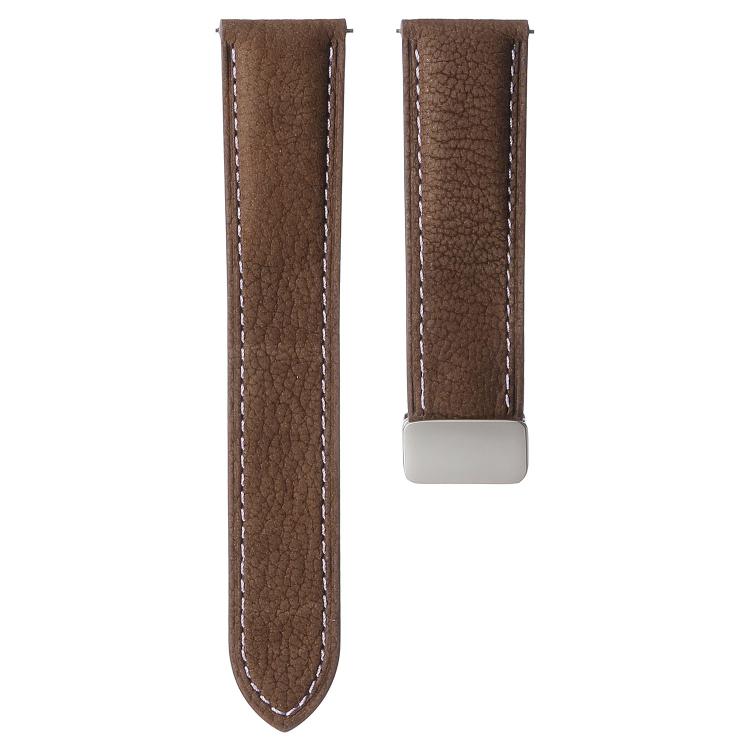 Oil Waxed Lychee Texture Magnetic Buckle Vegan Leather Watch Band, 20mm, 22mm