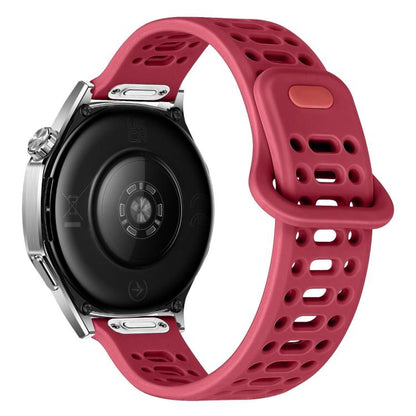 Press Button Quick Release Hollow Reverse Buckle Silicone Watch Band, 20mm, 22mm