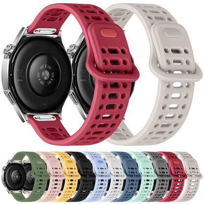 Press Button Quick Release Hollow Reverse Buckle Silicone Watch Band, 20mm, 22mm