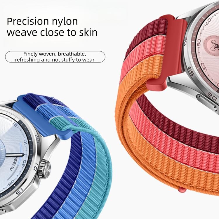Triple-Loop Nylon Woven Hook and Loop Fastener Watch Band, 18mm, 20mm, 22mm