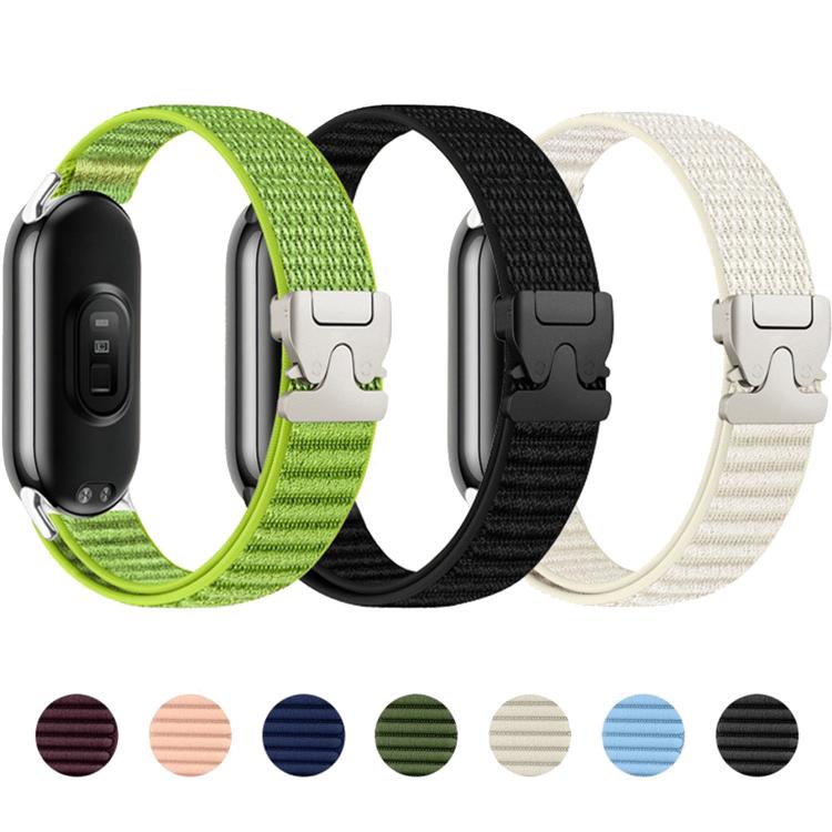 Parachute Buckle Mountain Pattern Woven Nylon Metal Tip Watch Band, For Xiaomi Smart Band 10 / 9 / 8
