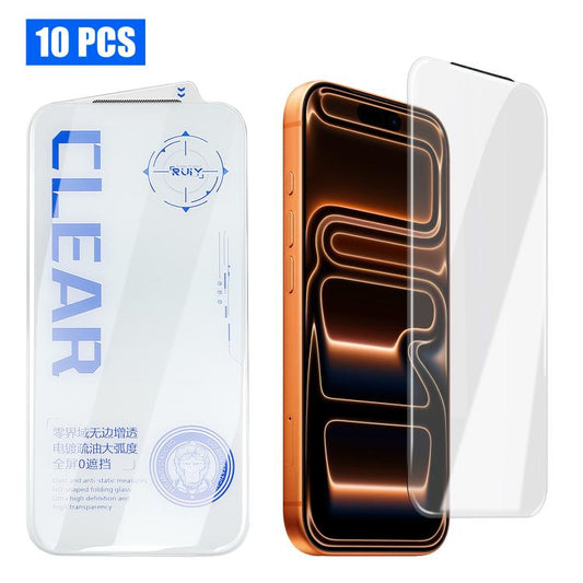 10pcs 3D Curved Edge Zero-Border Borderless HD Tempered Glass Film, For iPhone 17 Pro Max, For iPhone 17 Pro, For iPhone 17, For iPhone Air, For iPhone 16 Pro Max, For iPhone 16 Pro, For iPhone 16 Plus, For iPhone 16, For iPhone 15 Pro Max             ...
