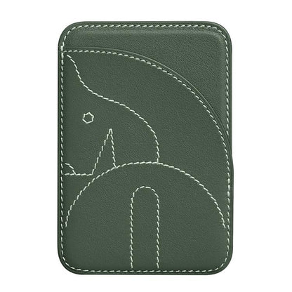 Genuine Leather Embroidered Magnetic Card Bag