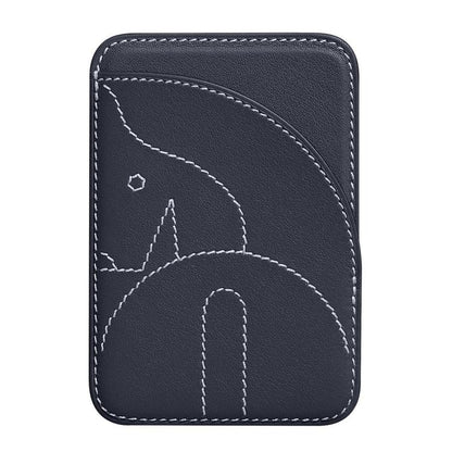 Genuine Leather Embroidered Magnetic Card Bag