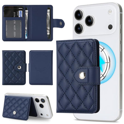 Diamond-Patterned Magnetic Vegan Leather Card Bag