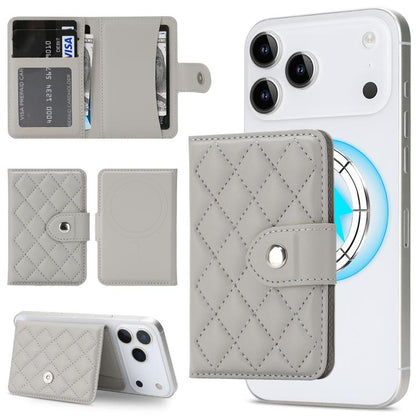 Diamond-Patterned Magnetic Vegan Leather Card Bag