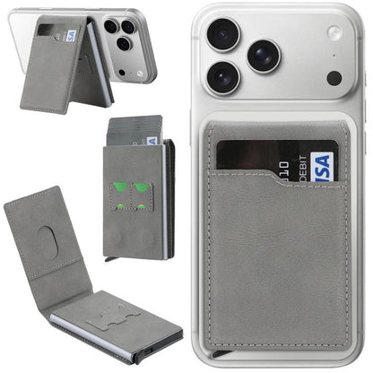 Magnetic Alloy Ring Vegan Leather Card Bag