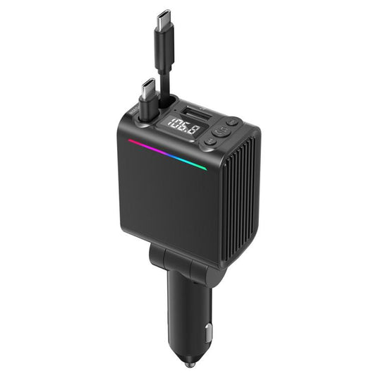 C88 con cable retráctil doble, Bluetooth 5.3, cargador de coche USB, adaptador para encendedor de cigarrillos, C88