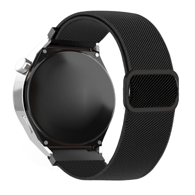 Diagonal Striped D-ring Buckle Nylon Elastic Watch Band, 22mm, 20mm