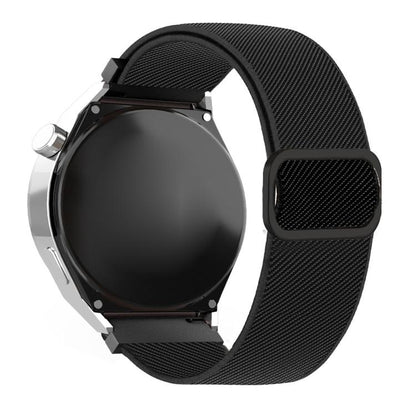Diagonal Striped D-ring Buckle Nylon Elastic Watch Band, 22mm, 20mm