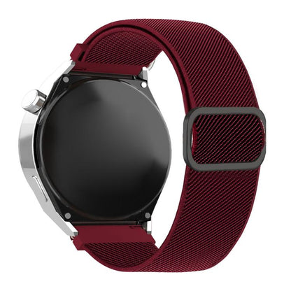 Diagonal Striped D-ring Buckle Nylon Elastic Watch Band, 22mm, 20mm