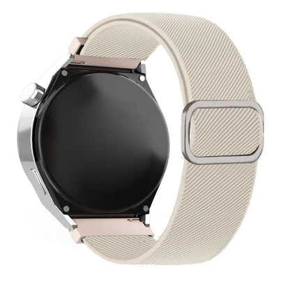 Diagonal Striped D-ring Buckle Nylon Elastic Watch Band, 22mm, 20mm