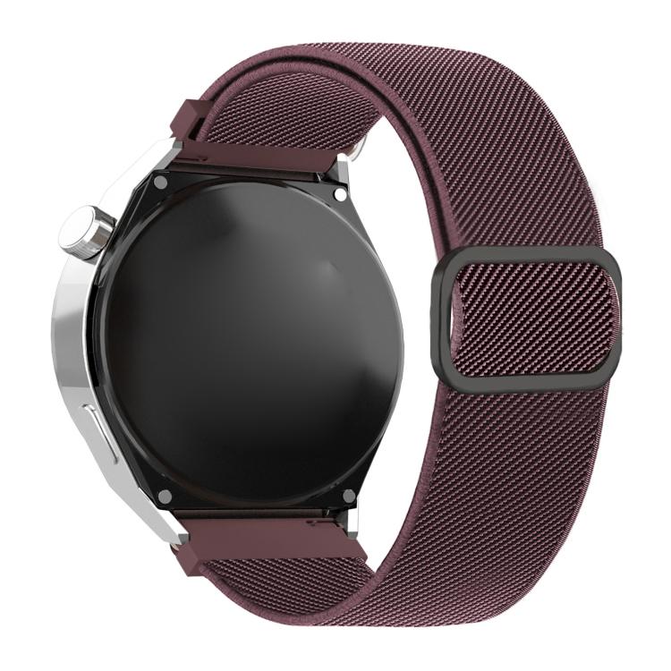 Diagonal Striped D-ring Buckle Nylon Elastic Watch Band, 22mm, 20mm