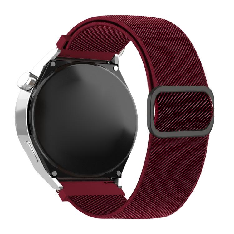 Diagonal Striped D-ring Buckle Nylon Elastic Watch Band, 22mm, 20mm