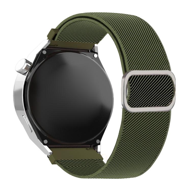 Diagonal Striped D-ring Buckle Nylon Elastic Watch Band, 22mm, 20mm