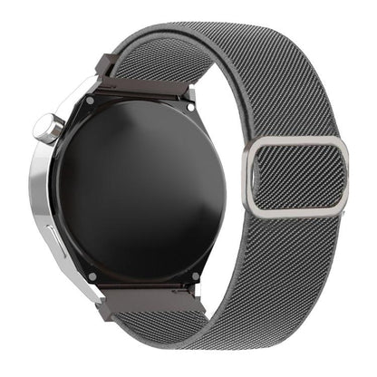Diagonal Striped D-ring Buckle Nylon Elastic Watch Band, 22mm, 20mm
