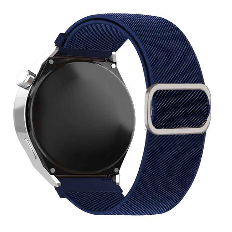 Diagonal Striped D-ring Buckle Nylon Elastic Watch Band, 22mm, 20mm