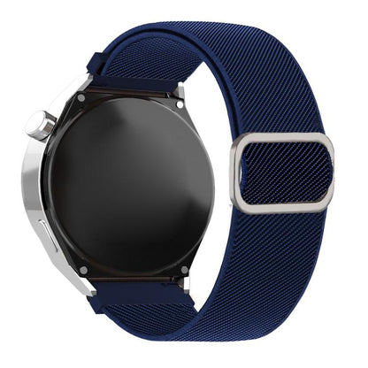 Diagonal Striped D-ring Buckle Nylon Elastic Watch Band, 22mm, 20mm