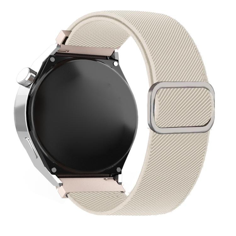 Diagonal Striped D-ring Buckle Nylon Elastic Watch Band, 22mm, 20mm