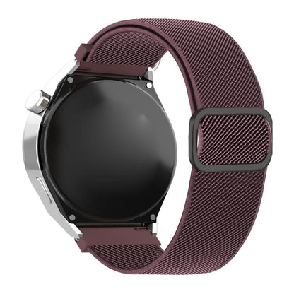 Diagonal Striped D-ring Buckle Nylon Elastic Watch Band, 22mm, 20mm