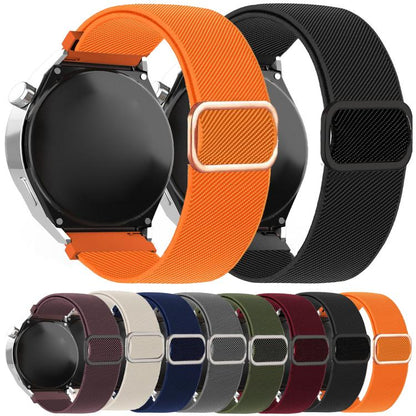Diagonal Striped D-ring Buckle Nylon Elastic Watch Band, 22mm, 20mm