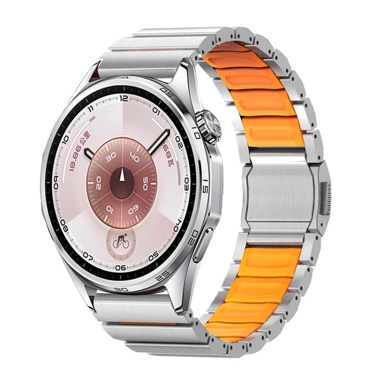 Norman Magnetic Buckle Titanium Metal Silicone Watch Band, 22mm