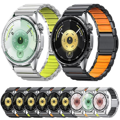 Norman Magnetic Buckle Titanium Metal Silicone Watch Band, 22mm