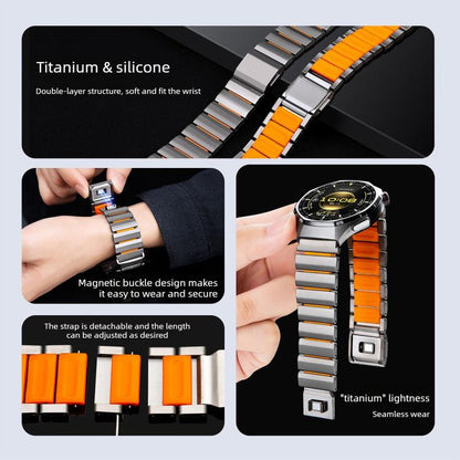 Norman Magnetic Buckle Titanium Metal Silicone Watch Band, 22mm