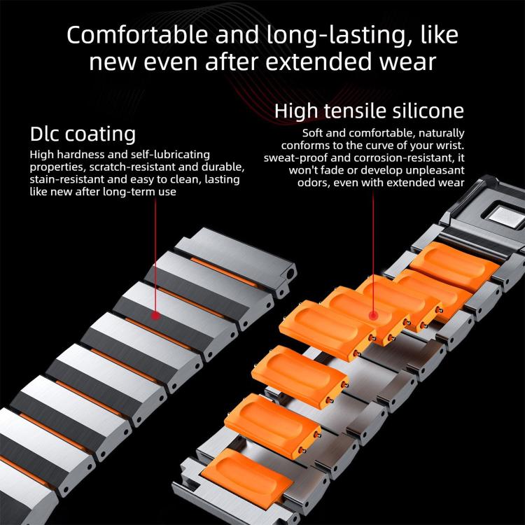 Norman Magnetic Buckle Titanium Metal Silicone Watch Band, 22mm