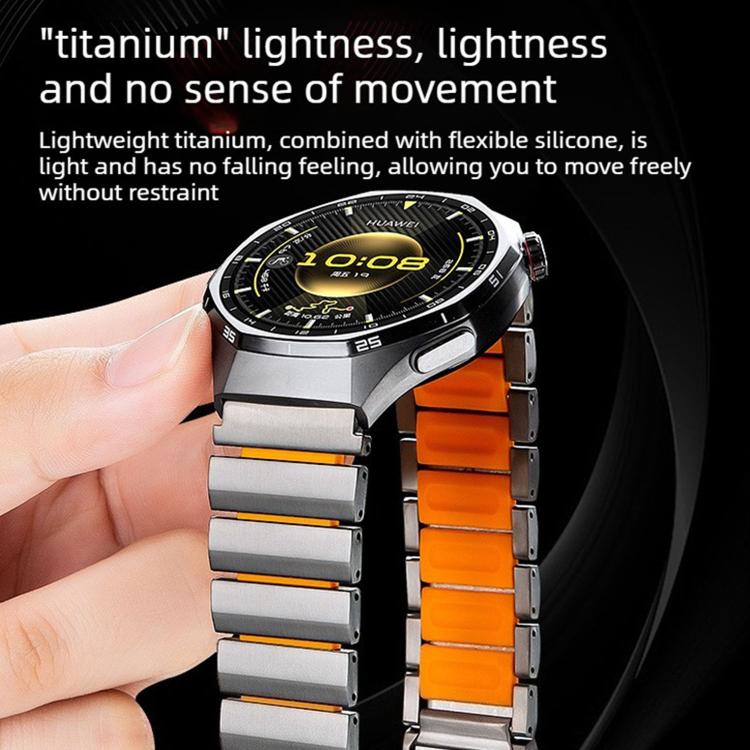 Norman Magnetic Buckle Titanium Metal Silicone Watch Band, 22mm