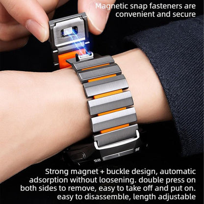 Norman Magnetic Buckle Titanium Metal Silicone Watch Band, 22mm