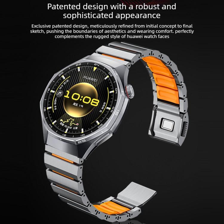 Norman Magnetic Buckle Titanium Metal Silicone Watch Band, 22mm