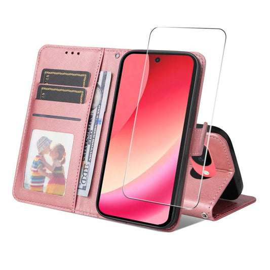 ENKAY Card Wallet Calf Texture Leather Phone Case with Screen Film, For Google Pixel 11a, For Google Pixel 10a