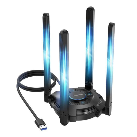 WAVLINK WN695BE2 Adaptateur WiFi 7 USB 3.0 Tri-Bande 2,4 GHz / 5 GHz / 6 GHz avec antennes à gain élevé, WN695BE2