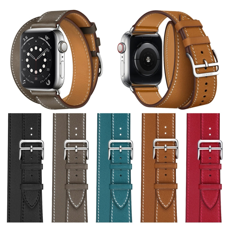 For Apple Watch 3 / 2 / 1 Generation 42mm Universal Leather Double-Loop Strap